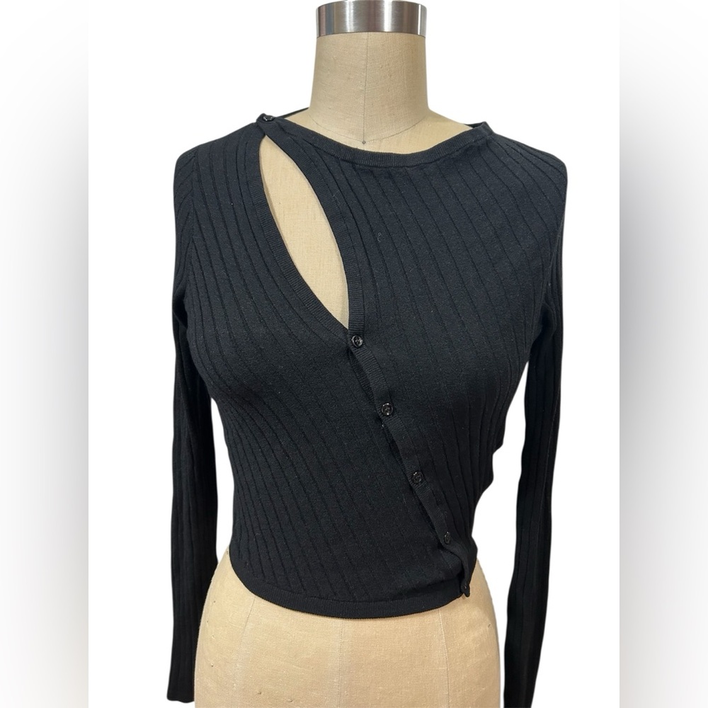 Los Angeles Atelier & Other Stories Black Knit Cardigan Asymmetrical Sweater Sm - Picture 2 of 11